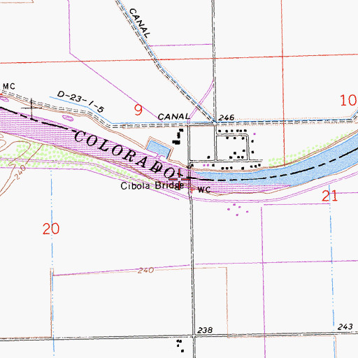 Topographic Map of Cibola Bridge, AZ