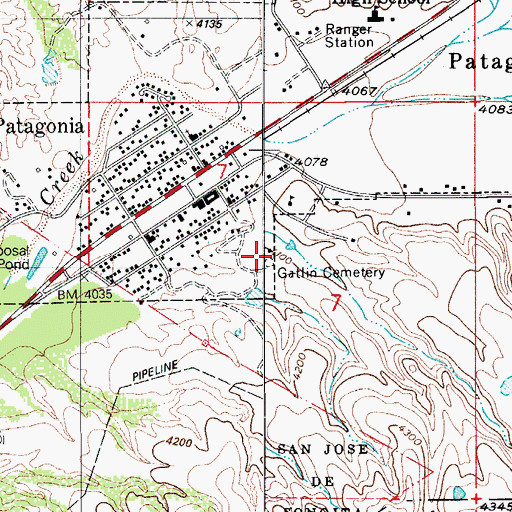 Topographic Map of Gatlin Jones Cemetery, AZ