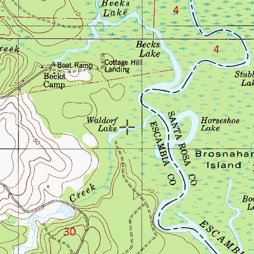 Topographic Map of Waldorf Lake, FL