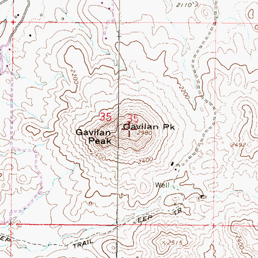 Topographic Map of Gavilan Peak, AZ