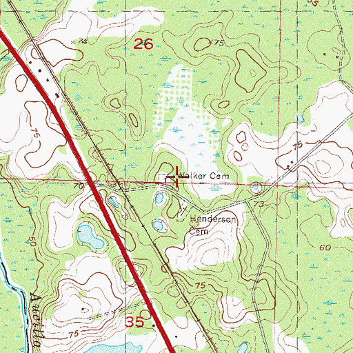 Topographic Map of Walker Cemetery, FL