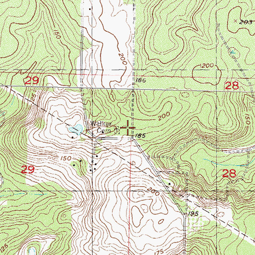Topographic Map of Walker Cemetery, FL