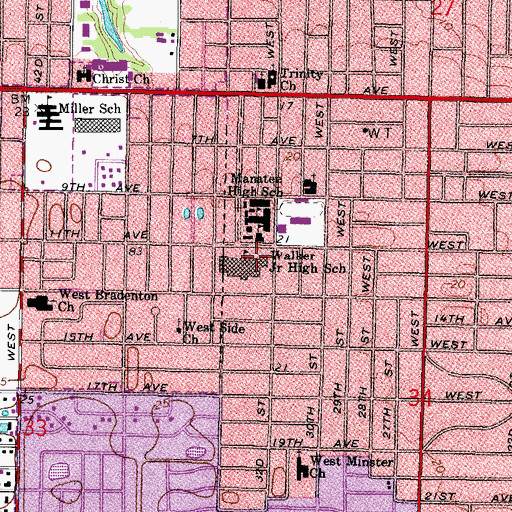 Topographic Map of Walker Junior High School, FL