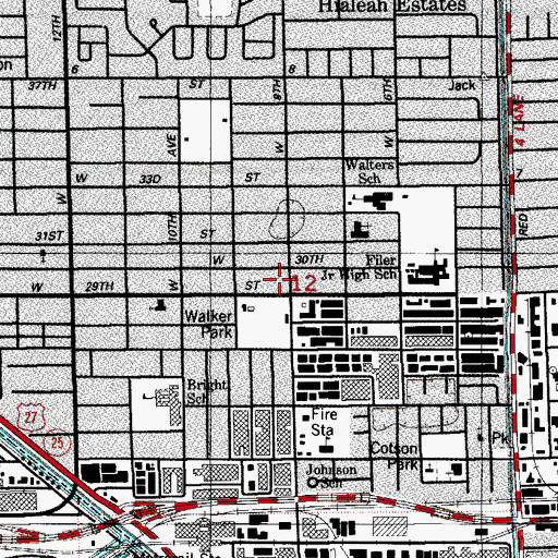 Topographic Map of Walker Park, FL