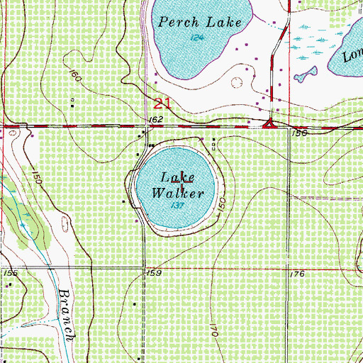 Topographic Map of Lake Walker, FL