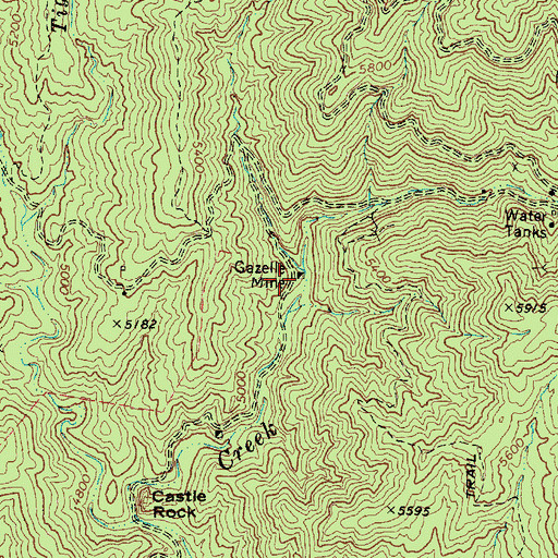 Topographic Map of Gazelle Mine, AZ