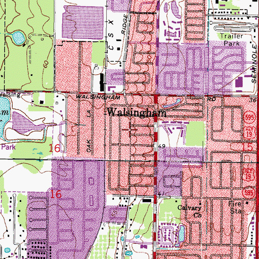 Topographic Map of Walsingham, FL