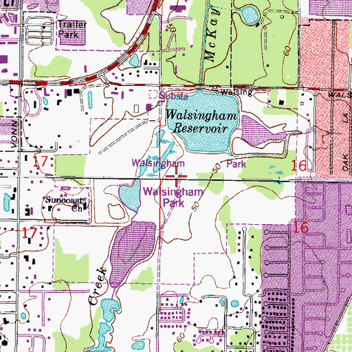 Topographic Map of Walsingham Reservoir, FL