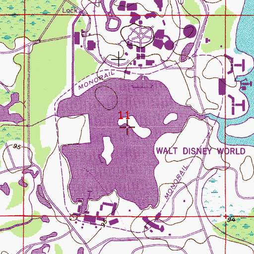 Topographic Map of Walt Disney World, FL