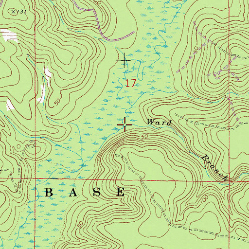 Topographic Map of Ward Branch, FL