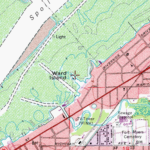 Topographic Map of Ward Island, FL