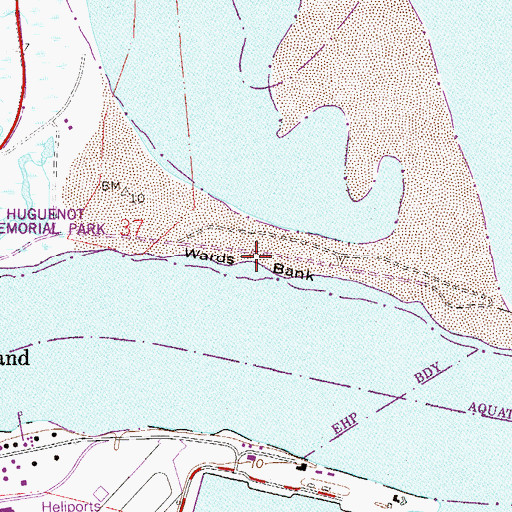 Topographic Map of Wards Bank, FL