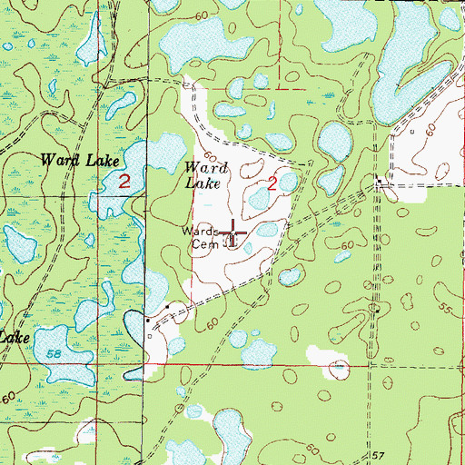 Topographic Map of Wards Cemetery, FL