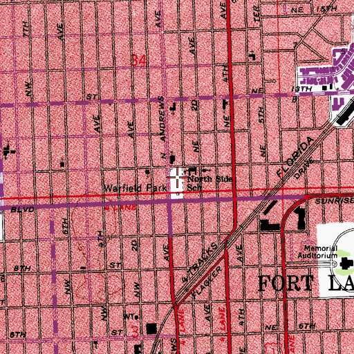 Topographic Map of Warfield Park, FL