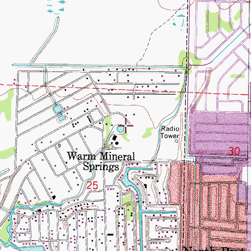 Topographic Map of Warm Mineral Springs, FL