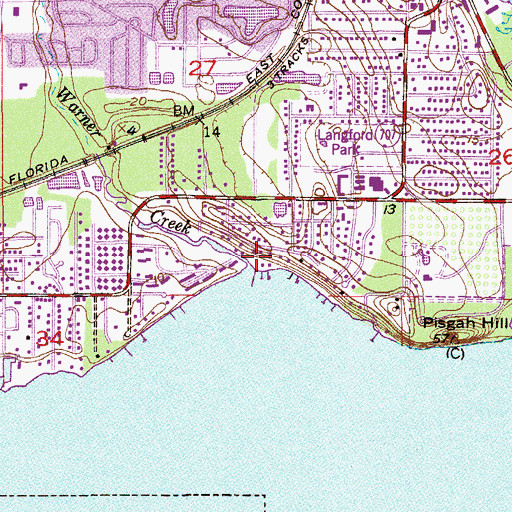Topographic Map of Warner Creek, FL