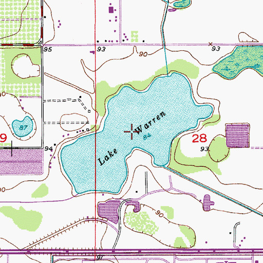 Topographic Map of Lake Warren, FL