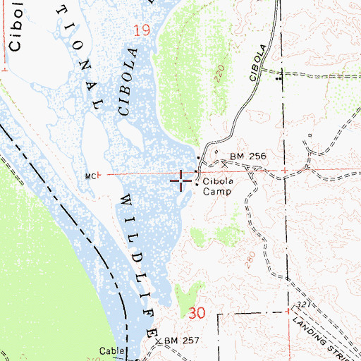 Topographic Map of Cibola Camp, AZ