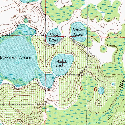Topographic Map of Wash Lake, FL