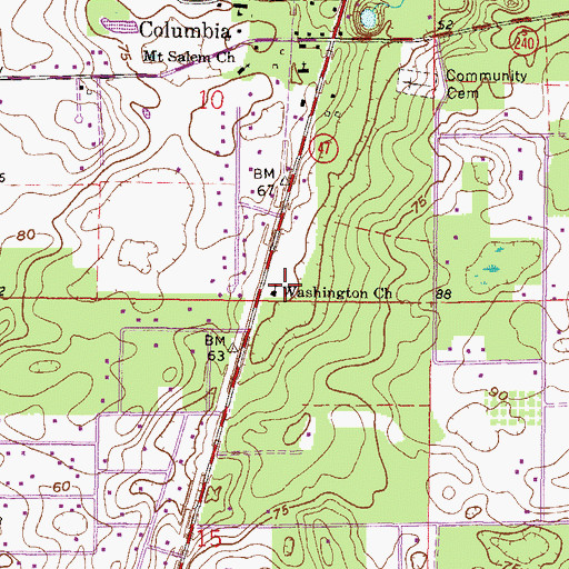 Topographic Map of Washington Church, FL