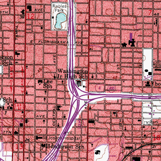 Topographic Map of Washington Junior High School, FL