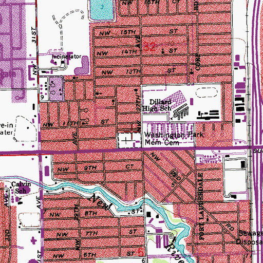 Topographic Map of Washington Memorial Cemetery, FL