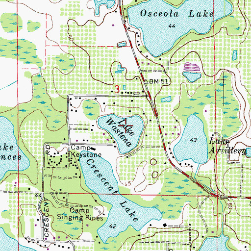 Topographic Map of Lake Wastena, FL