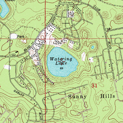 Topographic Map of Watering Lake, FL