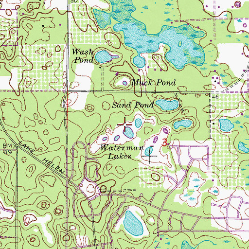 Topographic Map of Waterman Lakes, FL