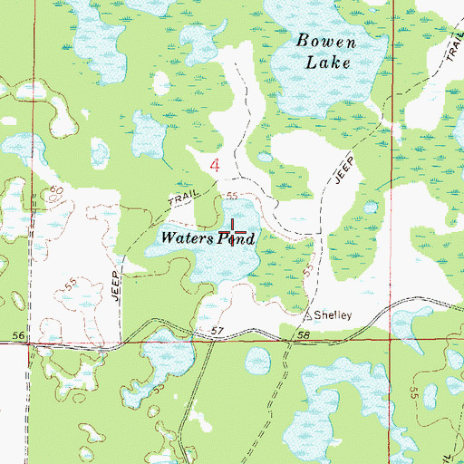 Topographic Map of Waters Pond, FL