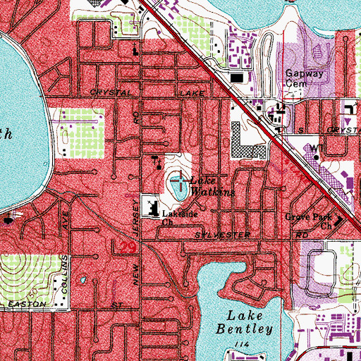 Topographic Map of Lake Watkins, FL