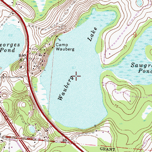 Topographic Map of Wauberg Lake, FL