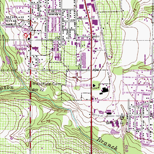 Topographic Map of Wauchula Cemetery, FL
