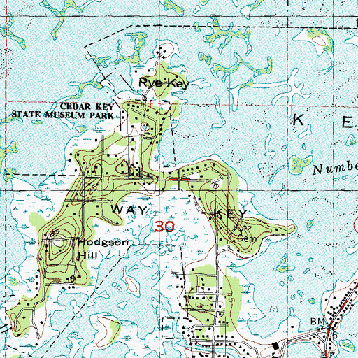 Topographic Map of Way Key, FL