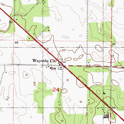 Topographic Map of Wayside Church, FL