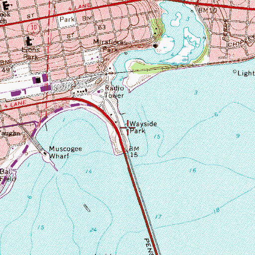 Topographic Map of Wayside Park, FL