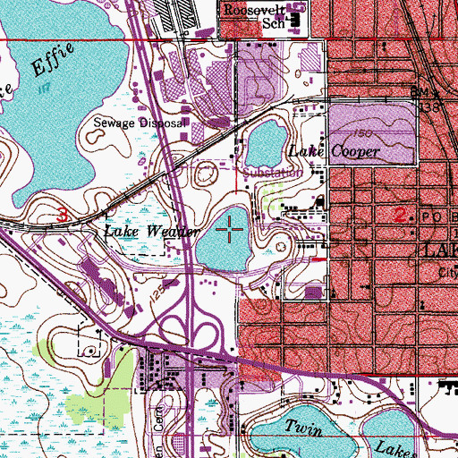 Topographic Map of Lake Weader, FL