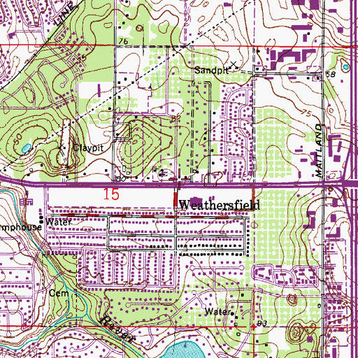 Topographic Map of Weathersfield, FL