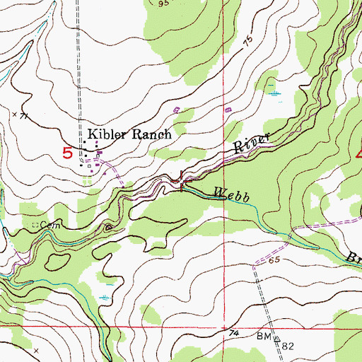 Topographic Map of Webb Branch, FL