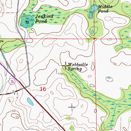 Topographic Map of Webbville Spring, FL