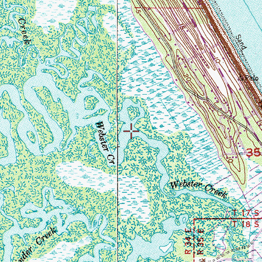 Topographic Map of Webster Creek, FL