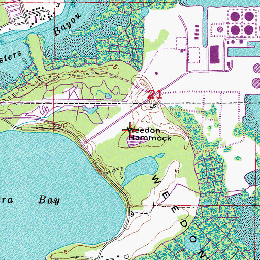 Topographic Map of Weedon Hammock, FL