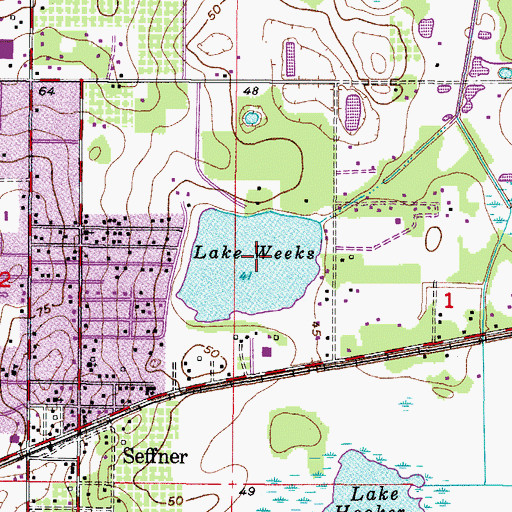 Topographic Map of Lake Weeks, FL