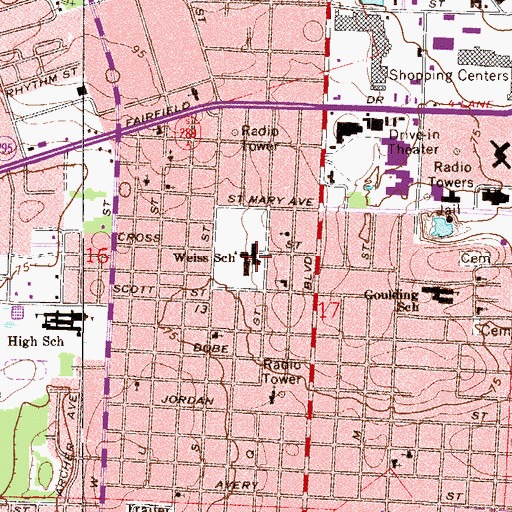 Topographic Map of Weiss School, FL