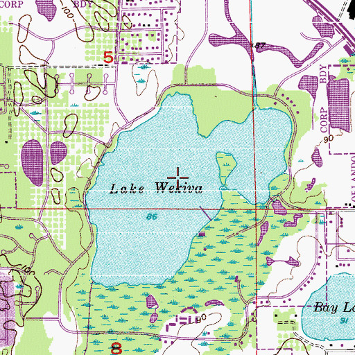 Topographic Map of Lake Wekiva, FL
