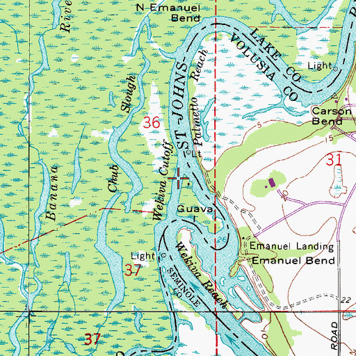 Topographic Map of Wekiva Cutoff, FL