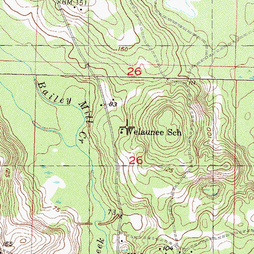 Topographic Map of Welaunee School, FL
