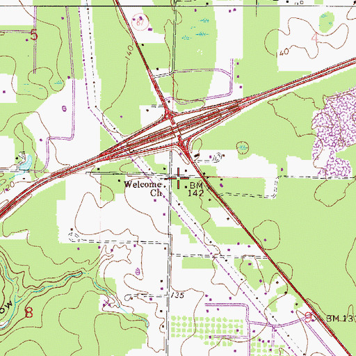 Topographic Map of Welcome Church, FL
