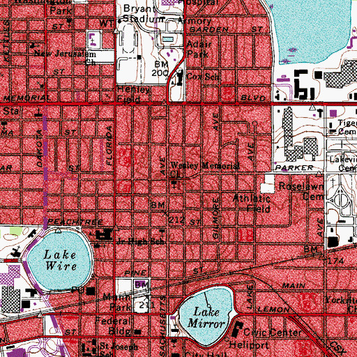 Topographic Map of Wesley Memorial Church, FL