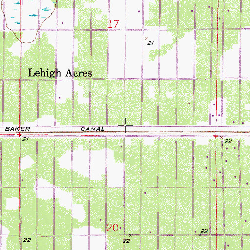 Topographic Map of West Baker Canal, FL